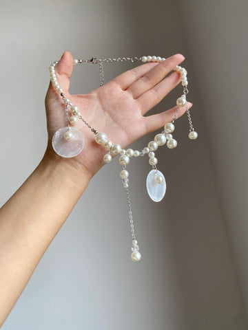 Eloisa Shell Pearl Tassel Necklace [H841T0NF]