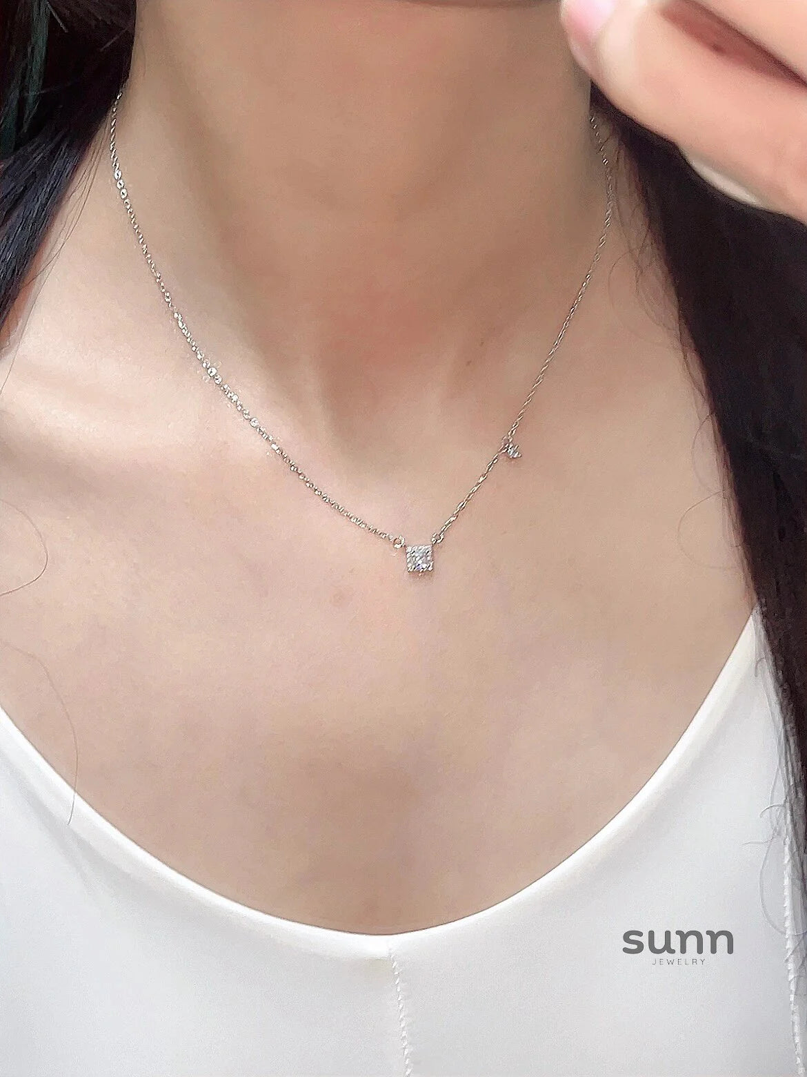 Eloisa Sterling Silver Square Necklace