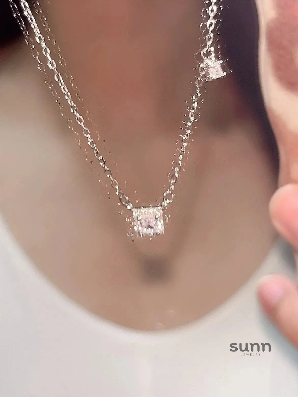 Eloisa Sterling Silver Square Necklace