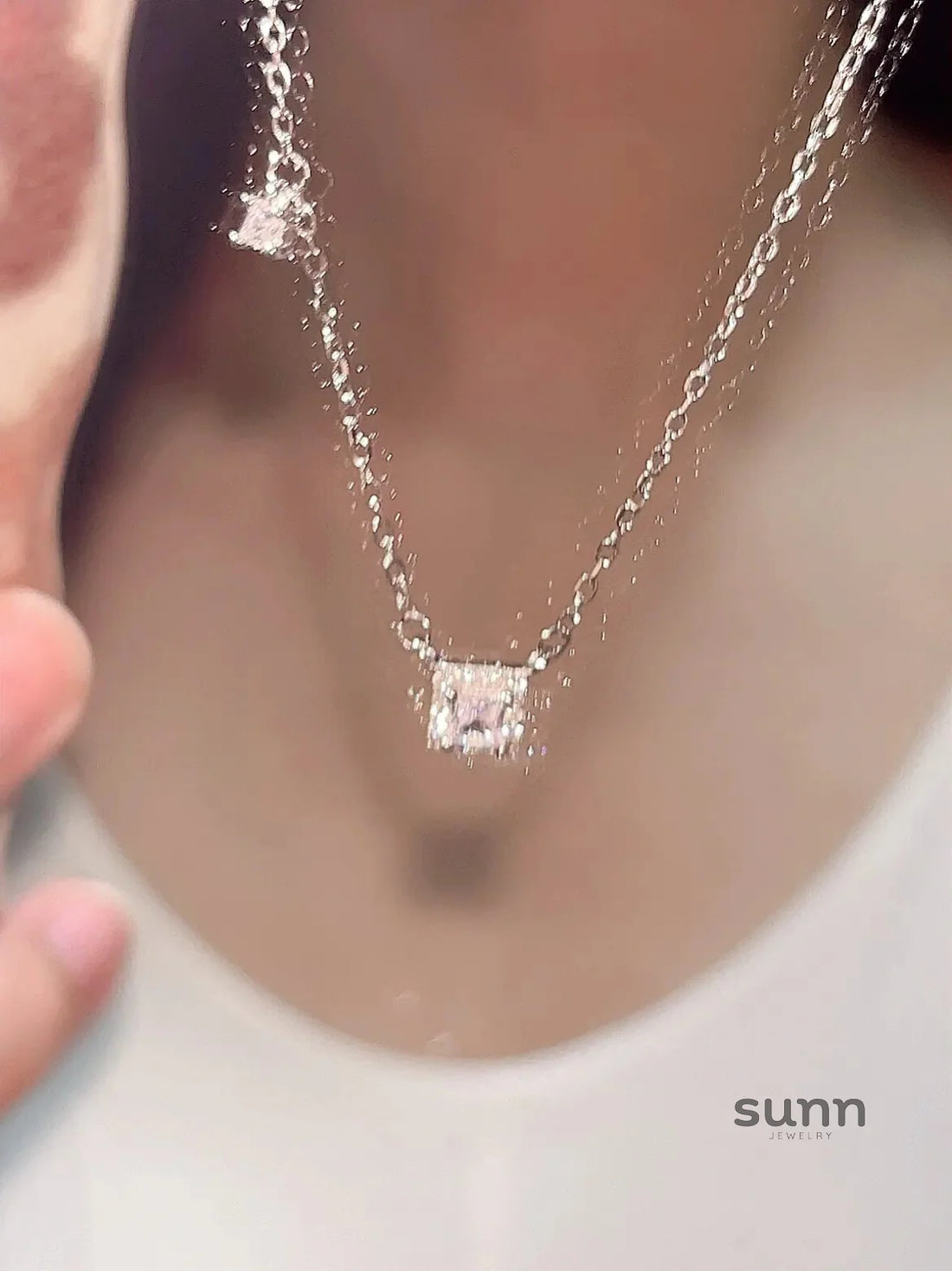 Eloisa Sterling Silver Square Necklace
