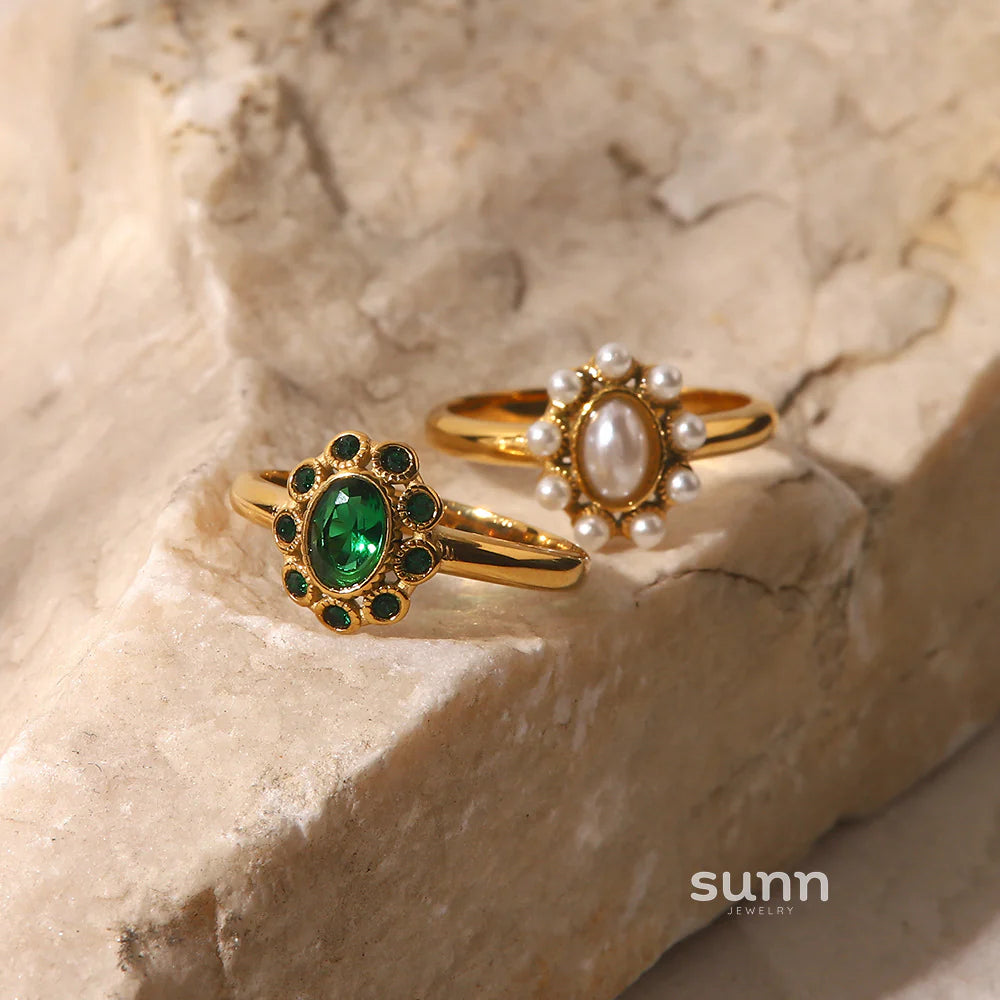 Elvira Emerald Pave Ring