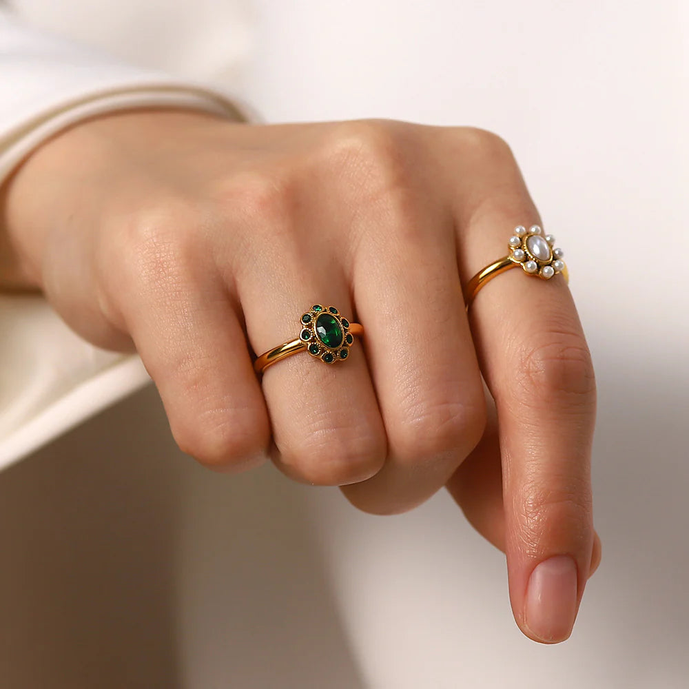 Elvira Emerald Pave Ring