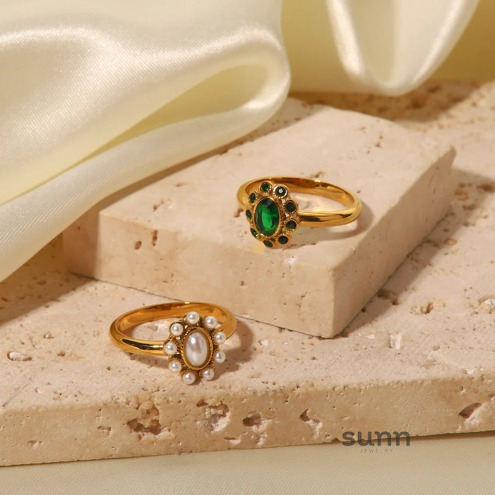 Elvira Emerald Pave Ring