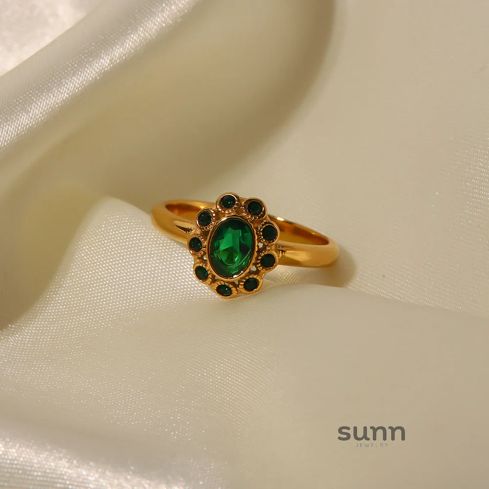 Elvira Emerald Pave Ring