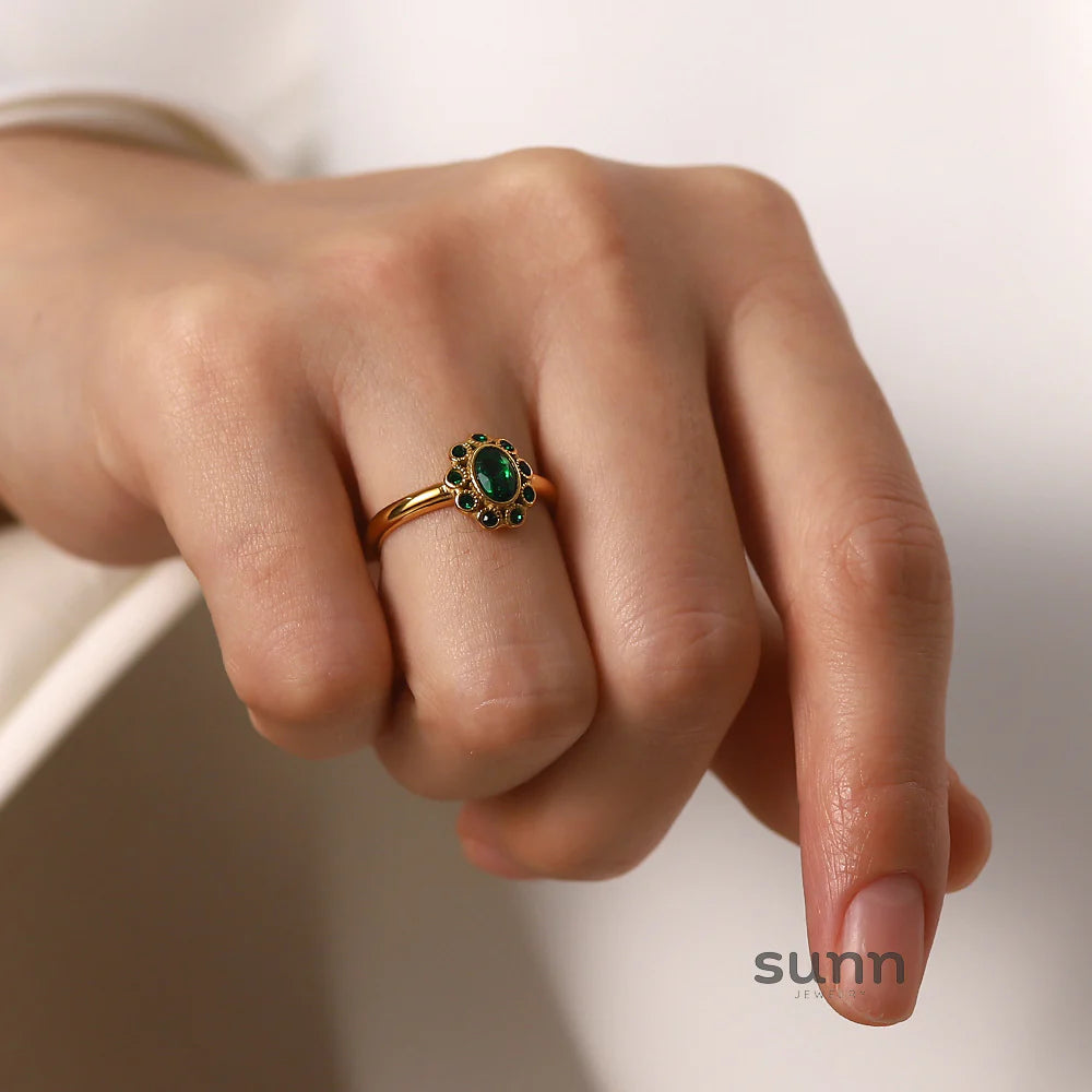 Elvira Emerald Pave Ring