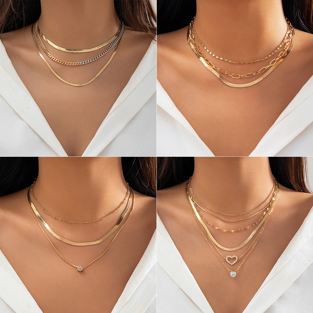 Elvira Layered Heart Necklace [49O9SIWM]
