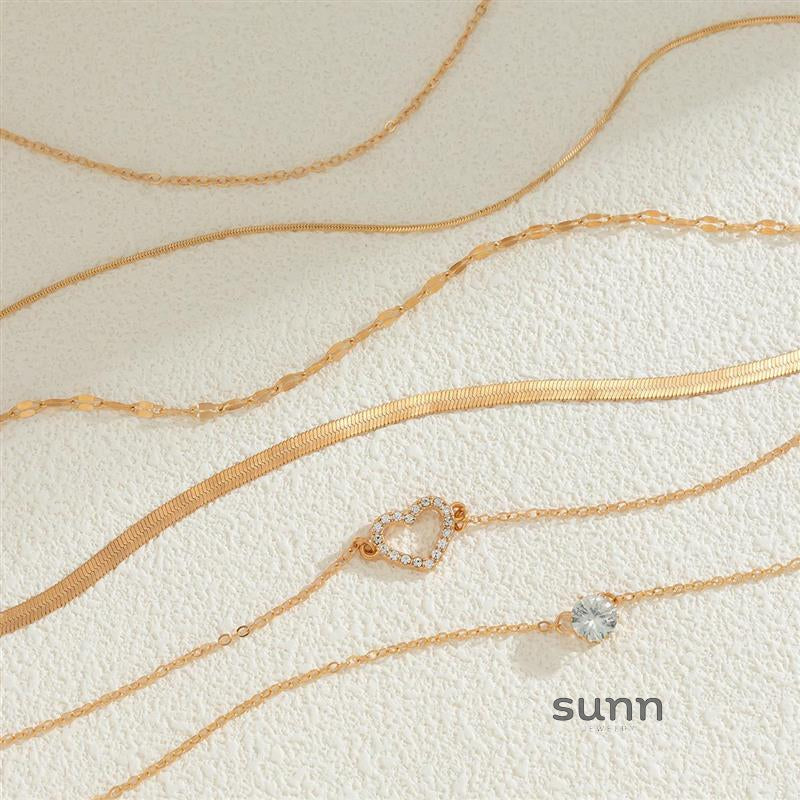 Elvira Layered Heart Necklace [JHS15EGS]