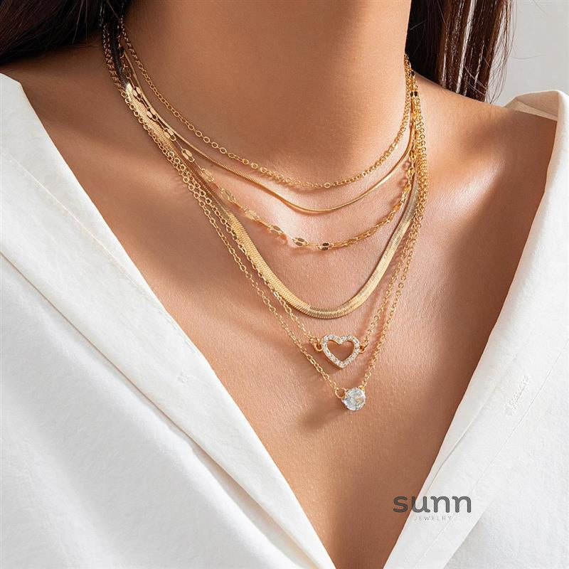 Elvira Layered Heart Necklace [AA827I0P]