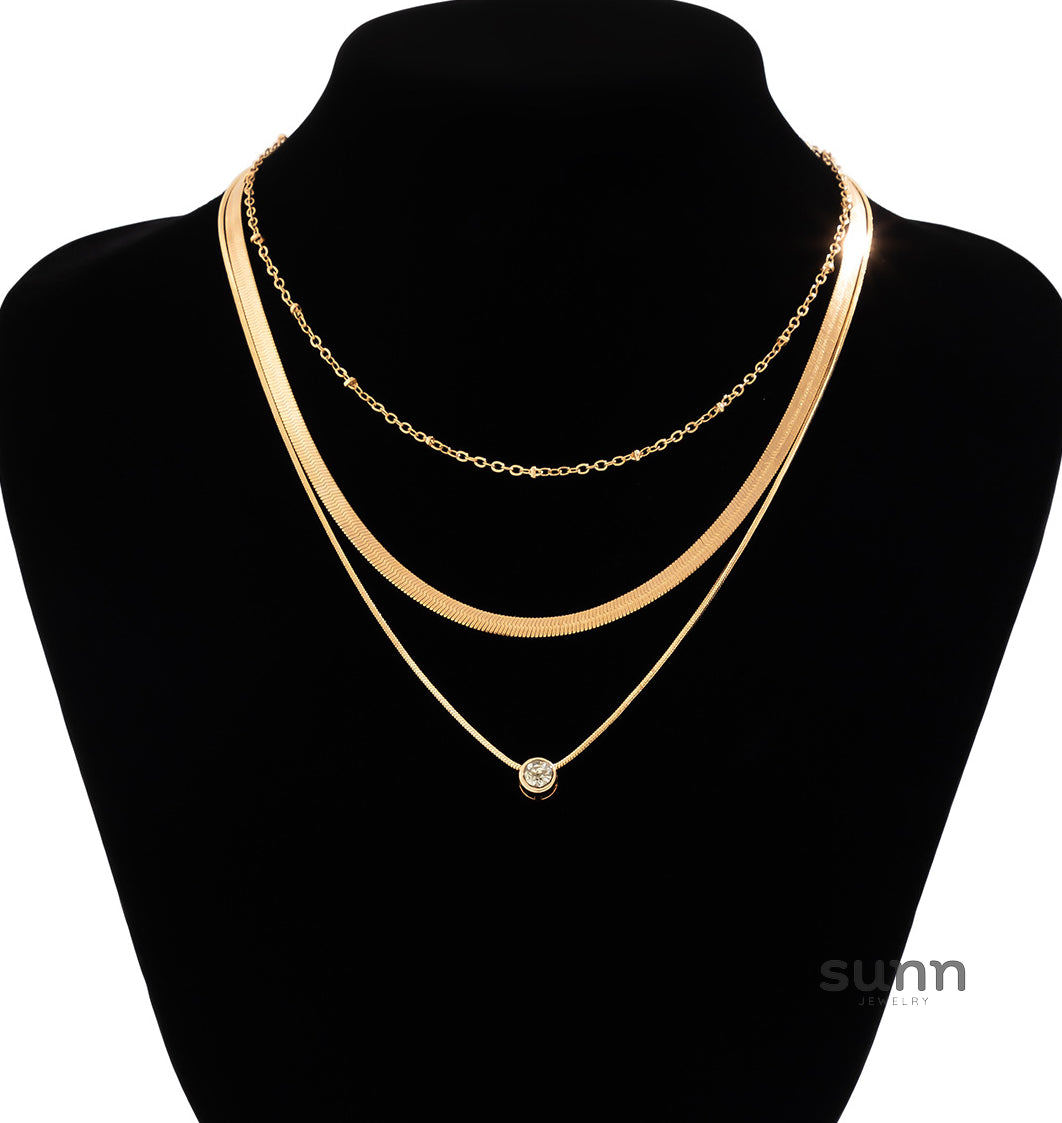 Elvira Layered Heart Necklace [DRCD3PTB]