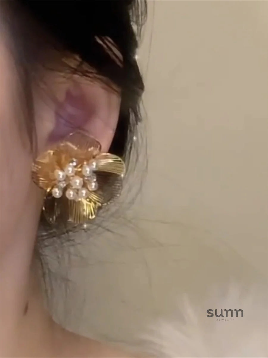 Elynn French Floral Pearl Earrings