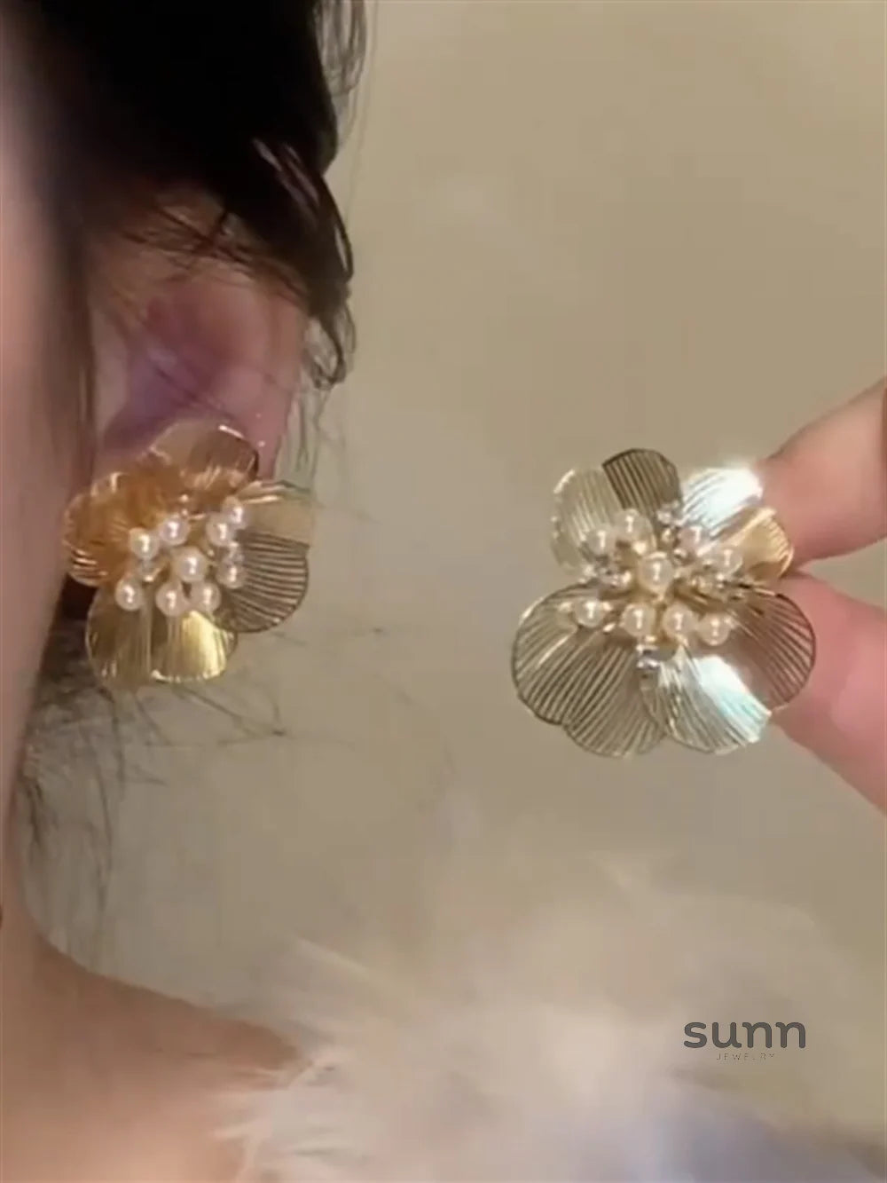 Elynn French Floral Pearl Earrings