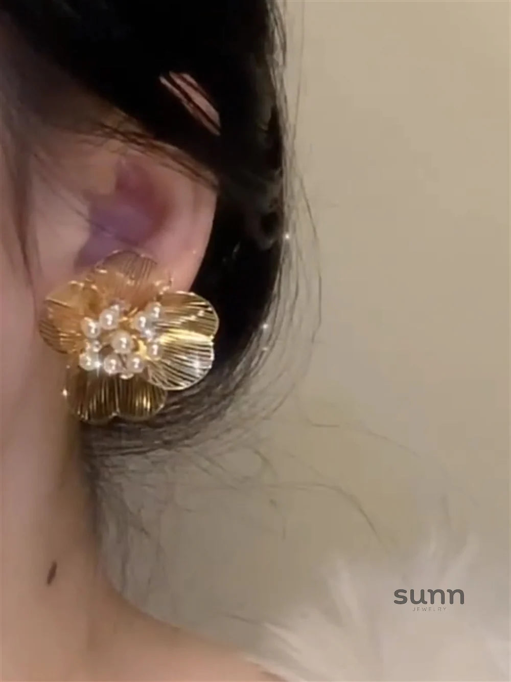 Elynn French Floral Pearl Earrings