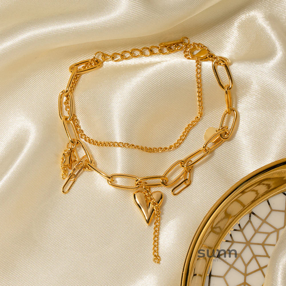 Emalyn Layered Heart Star Bracelet