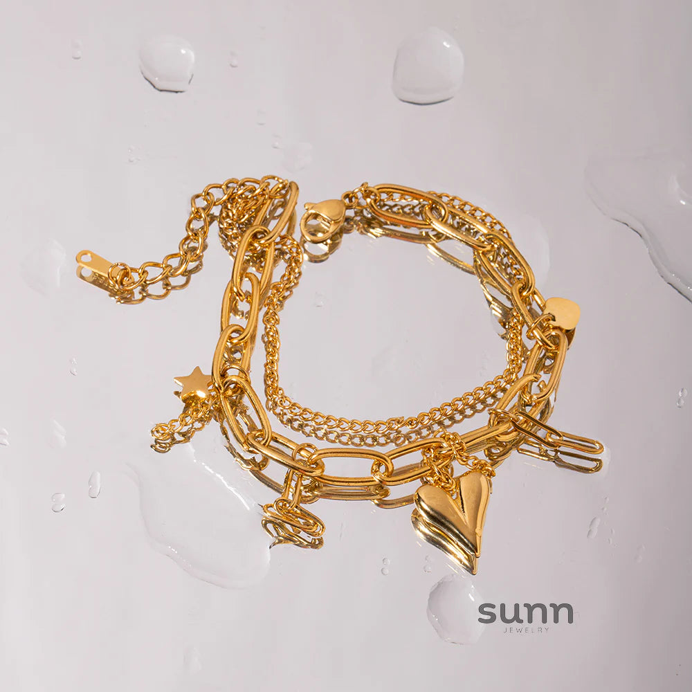 Emalyn Layered Heart Star Bracelet