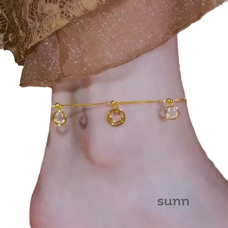 Emalynn Gold Smiley Anklet
