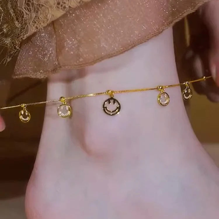 Emalynn Gold Smiley Anklet