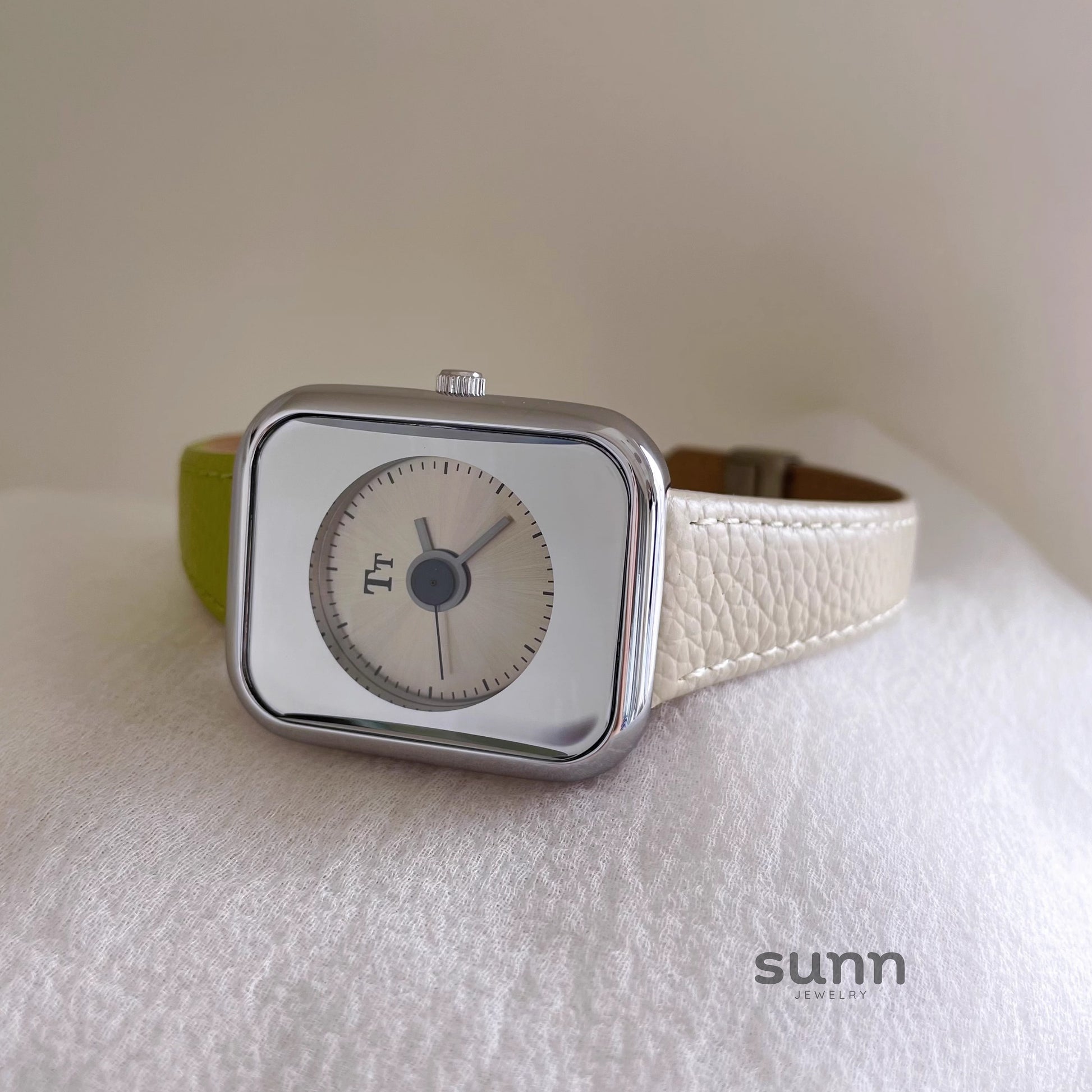 Embry Contrast Leather Square Watch [QZITZKFX]