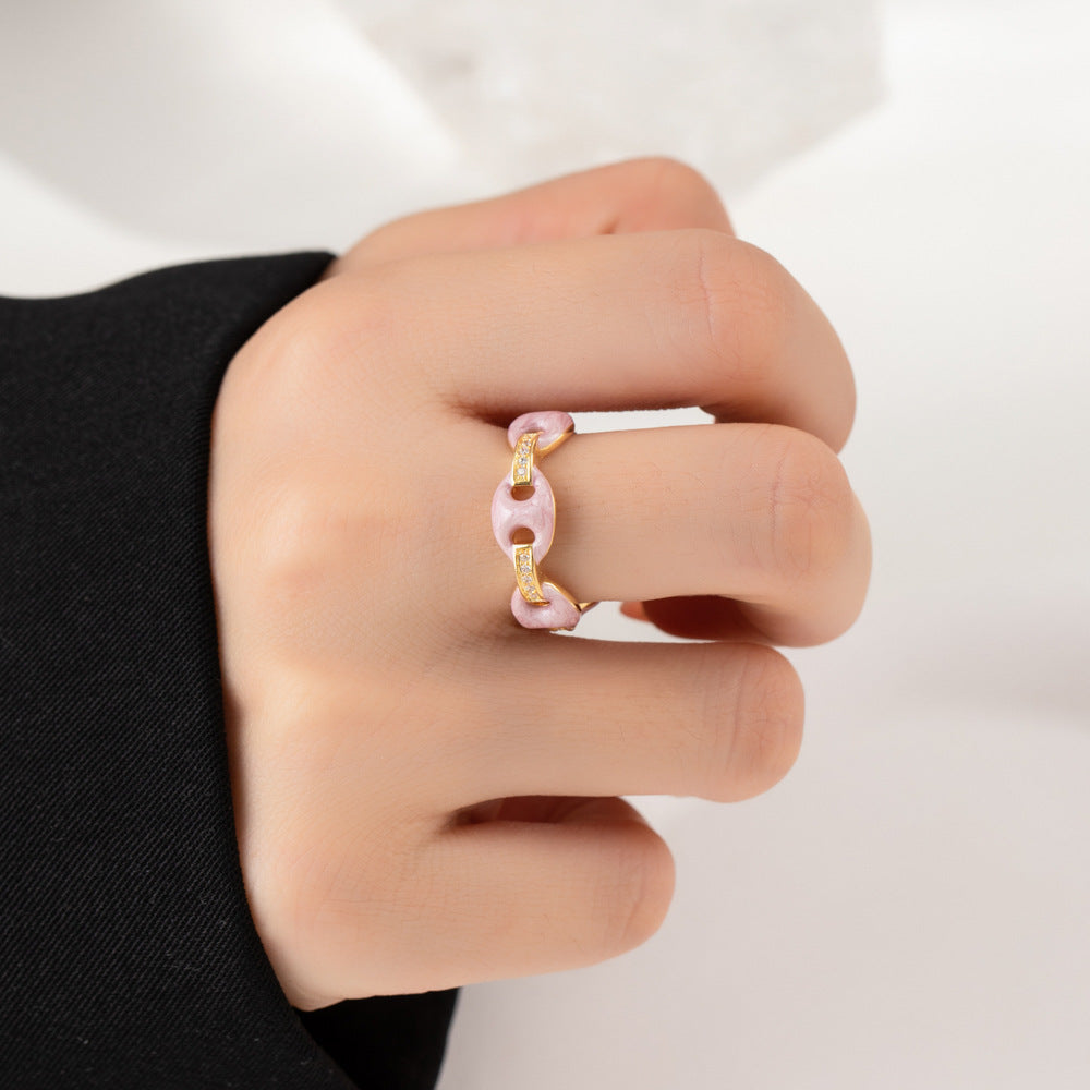 Emelie Enamel Pig Nose Ring [738W5G8T]