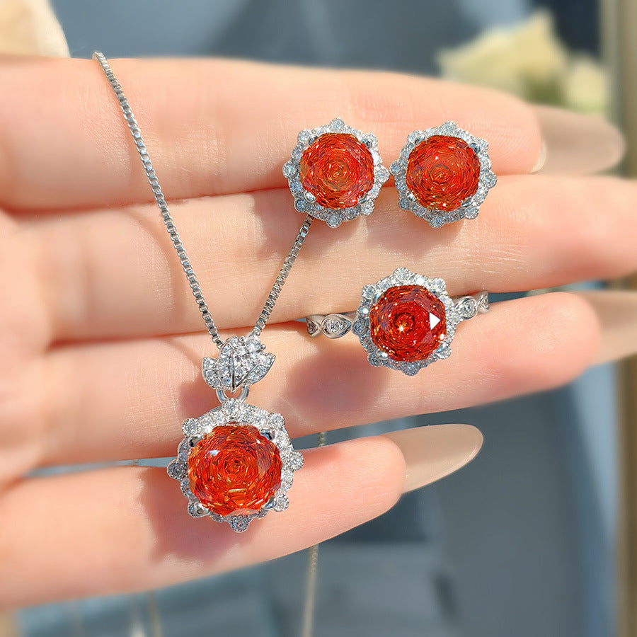 Emeline Ruby Rose Jewelry Set [AC05UOQE]