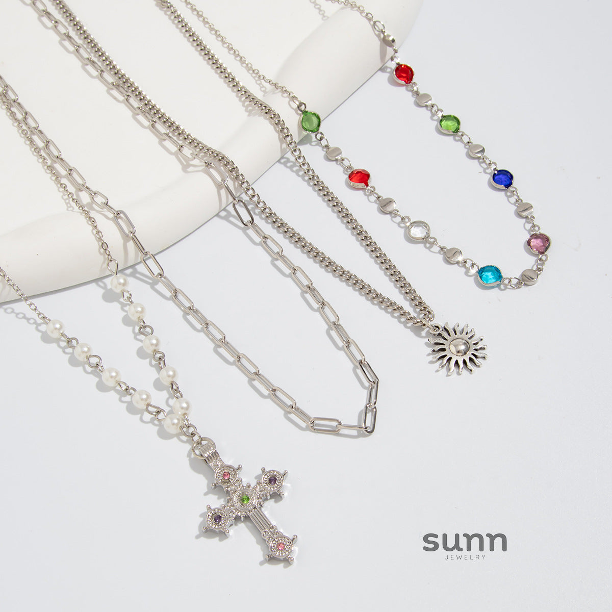 Emersynn Crystal Sun Cross Necklace [G2UNV0W4]