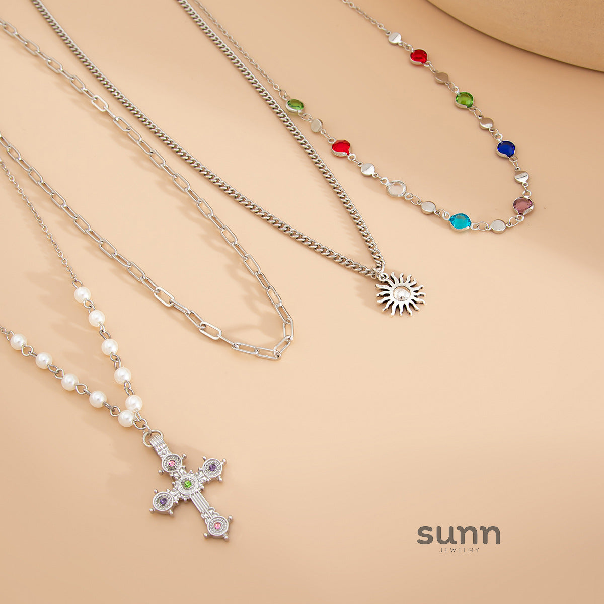 Emersynn Crystal Sun Cross Necklace [IF8NG4G0]