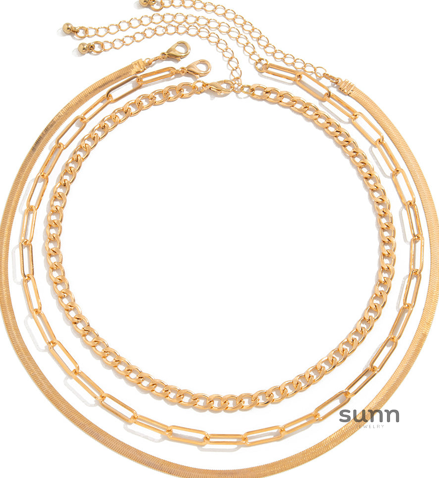 Emiko Layered Snake Chain Necklace Set [Q4AIQSX3]
