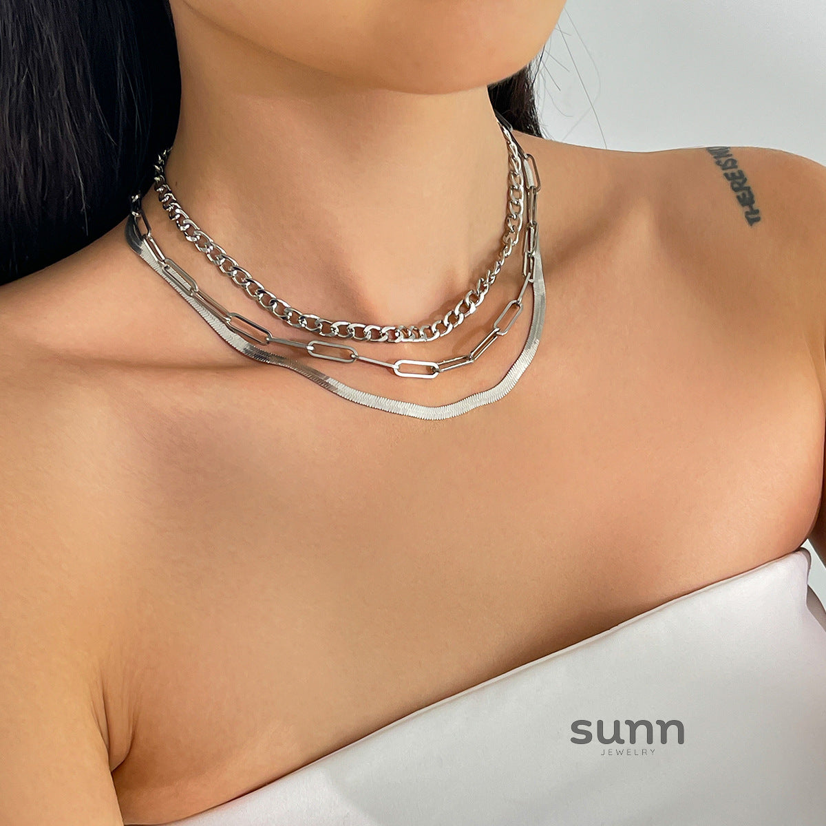 Emiko Layered Snake Chain Necklace Set [XX4ZCANY]