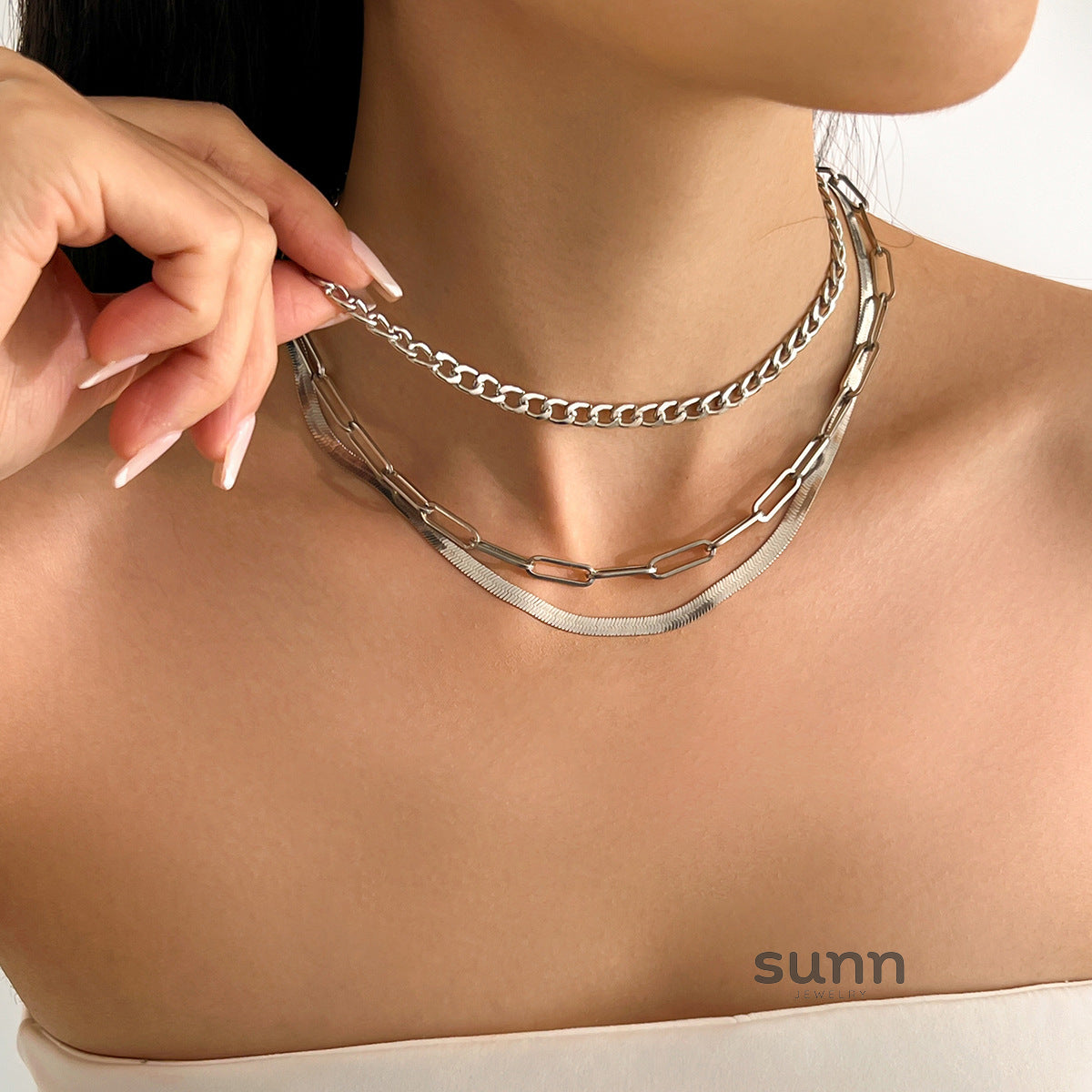 Emiko Layered Snake Chain Necklace Set [0QYTCRPI]