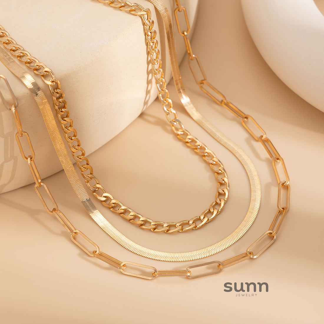 Emiko Layered Snake Chain Necklace Set [0MT31I3A]