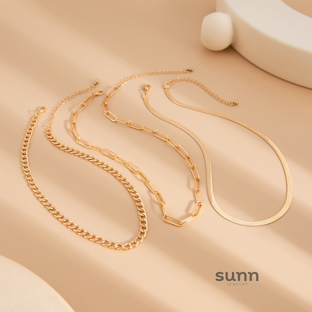 Emiko Layered Snake Chain Necklace Set [67SJ4O64]