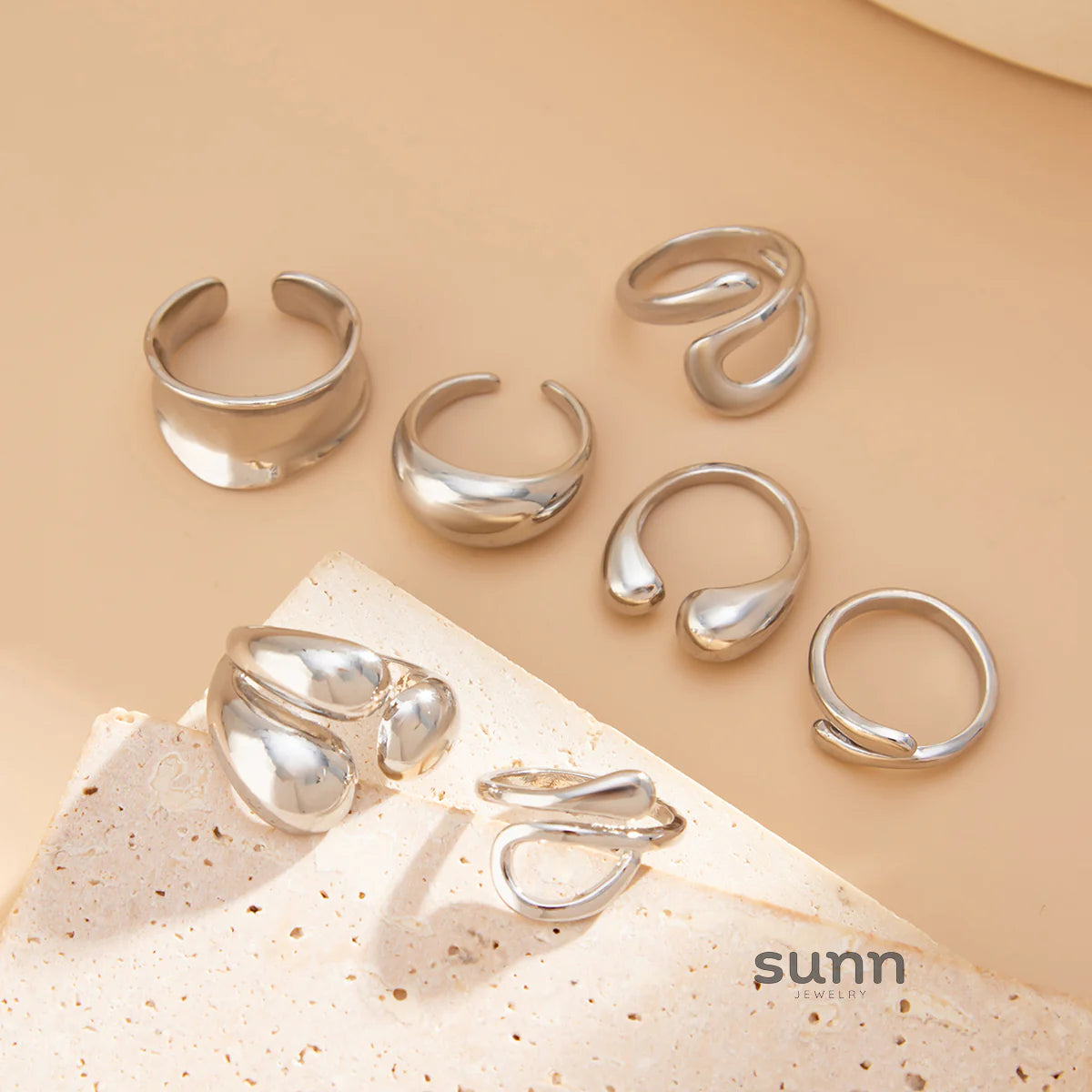 Emileigh Water Drop Ring Set