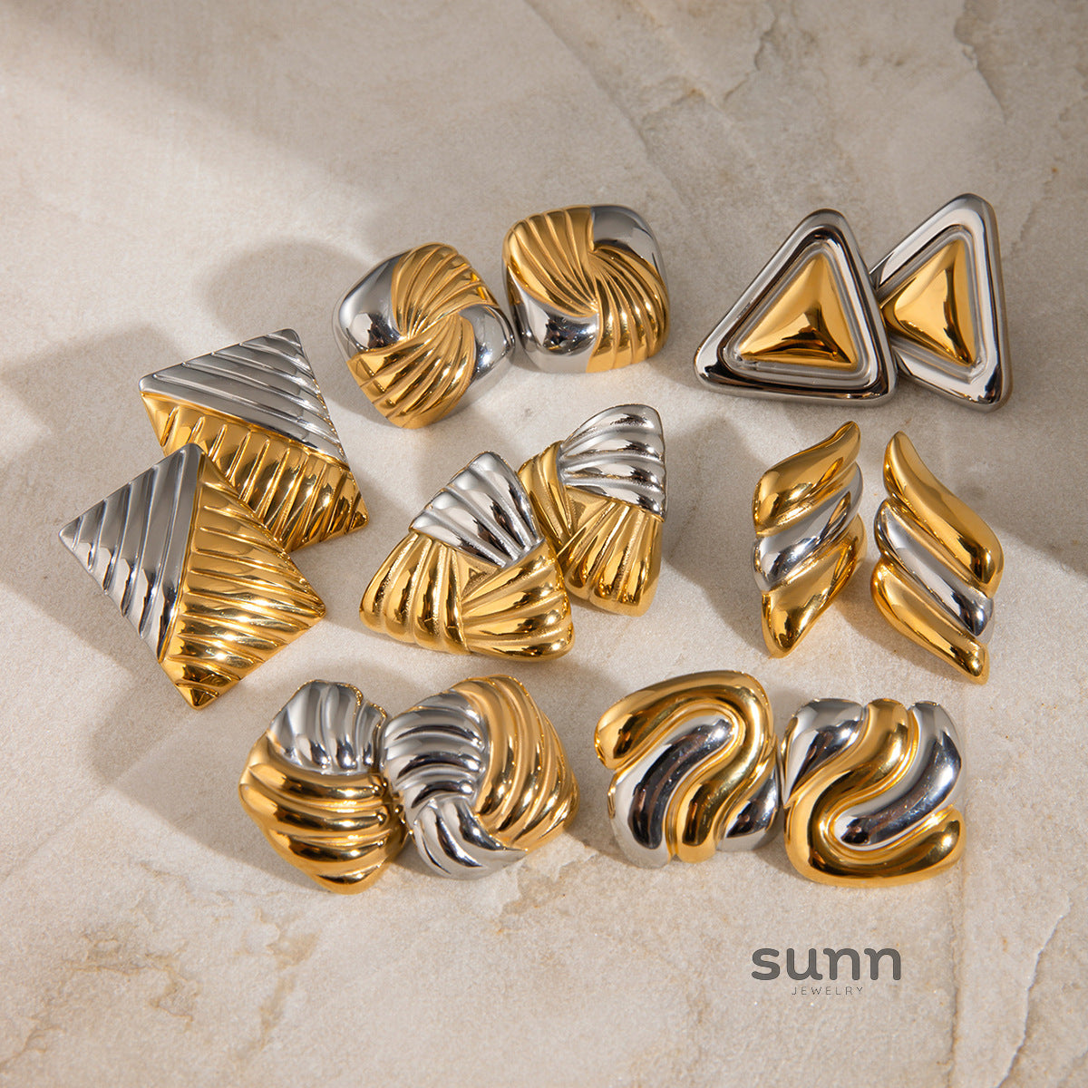 Emily Geometric Contrast Studs [UQ0P5NZF]