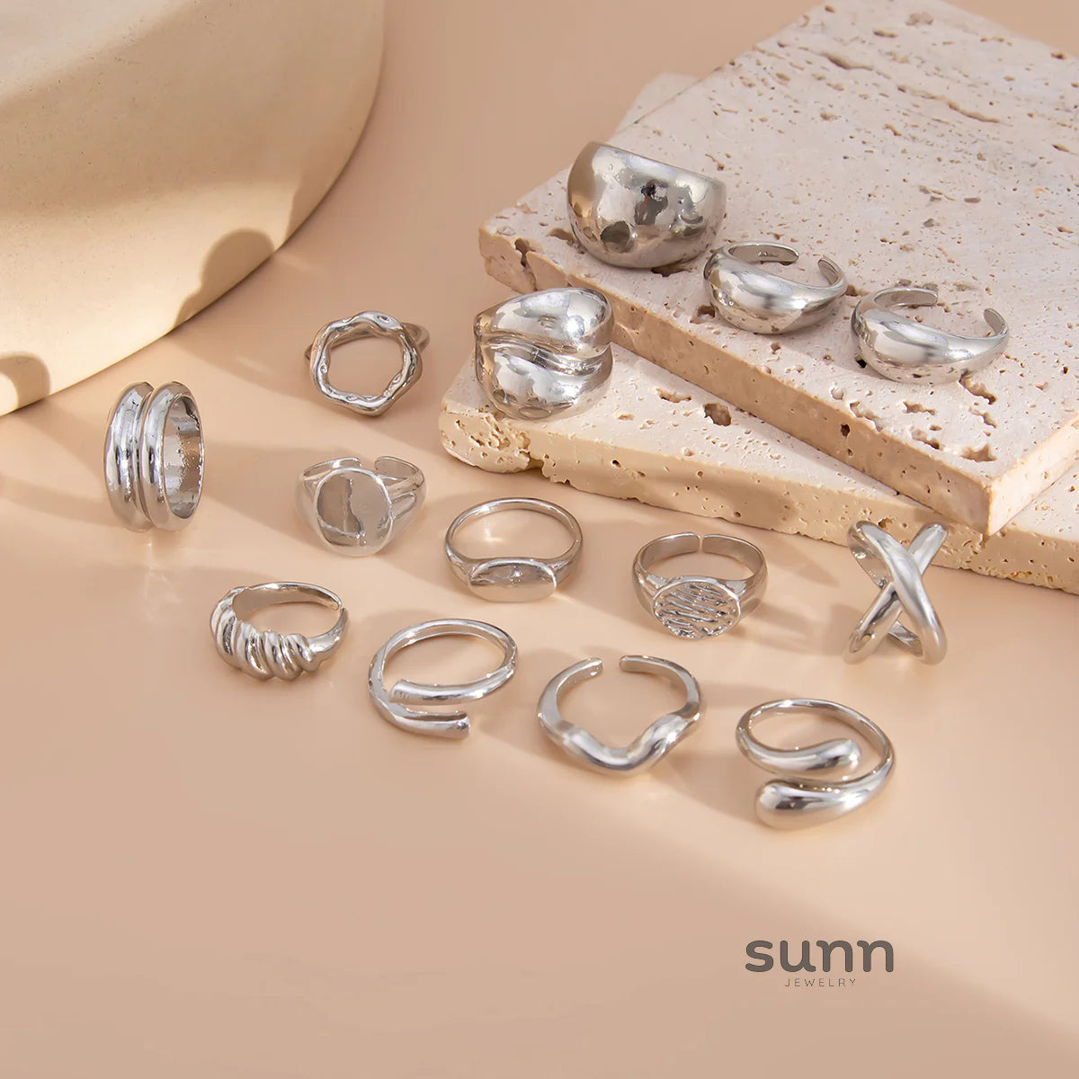 Emmalee Irregular Open Ring Set