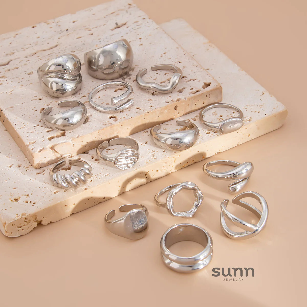 Emmalee Irregular Open Ring Set