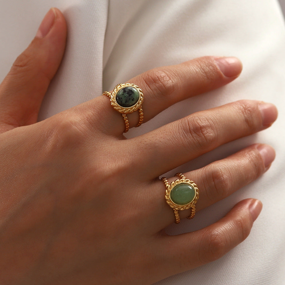 Emmaleigh Natural Stone Open Ring [1V8KGPAN]
