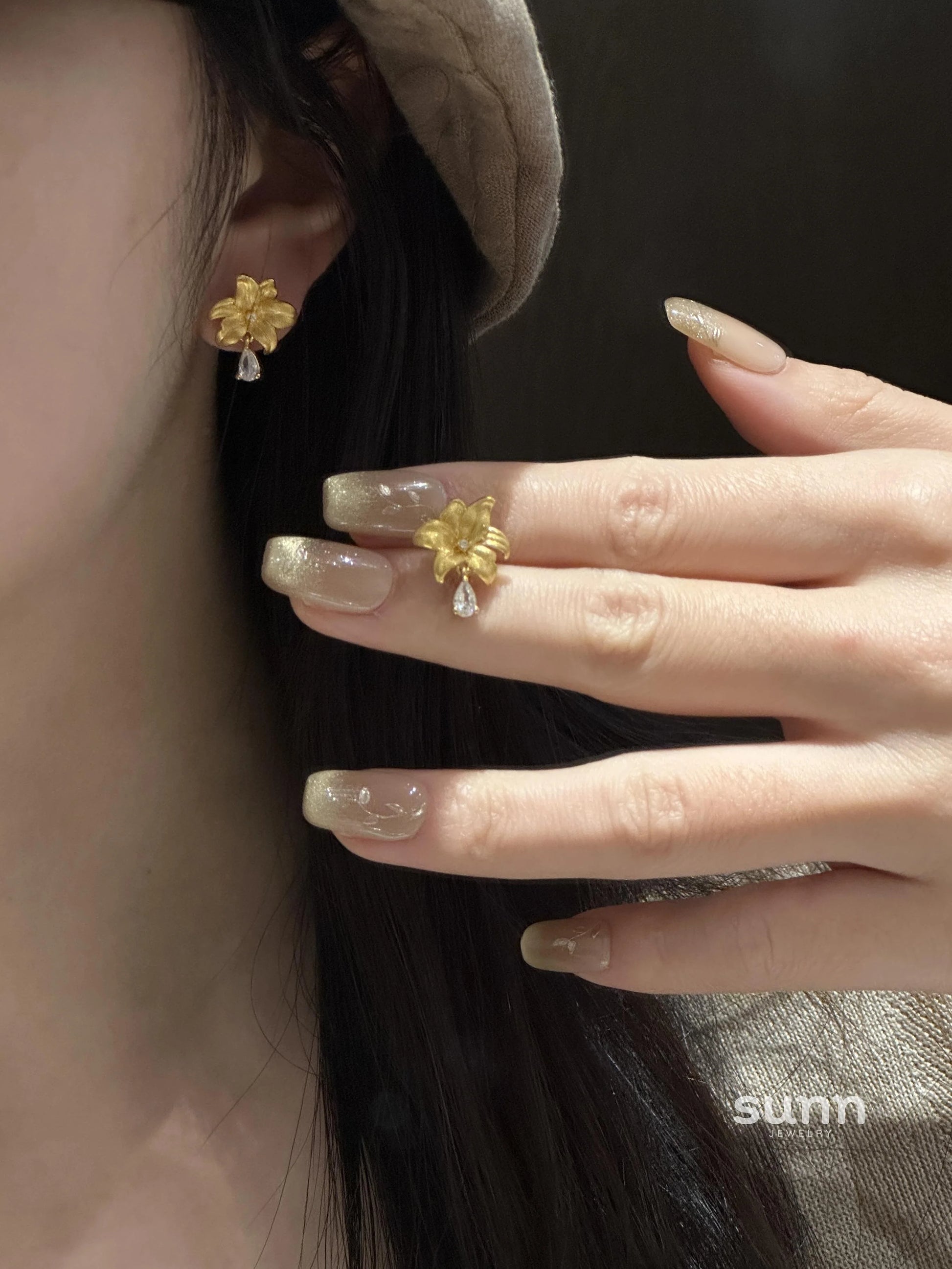 Emmalin Brushed Lily Drop Earrings
