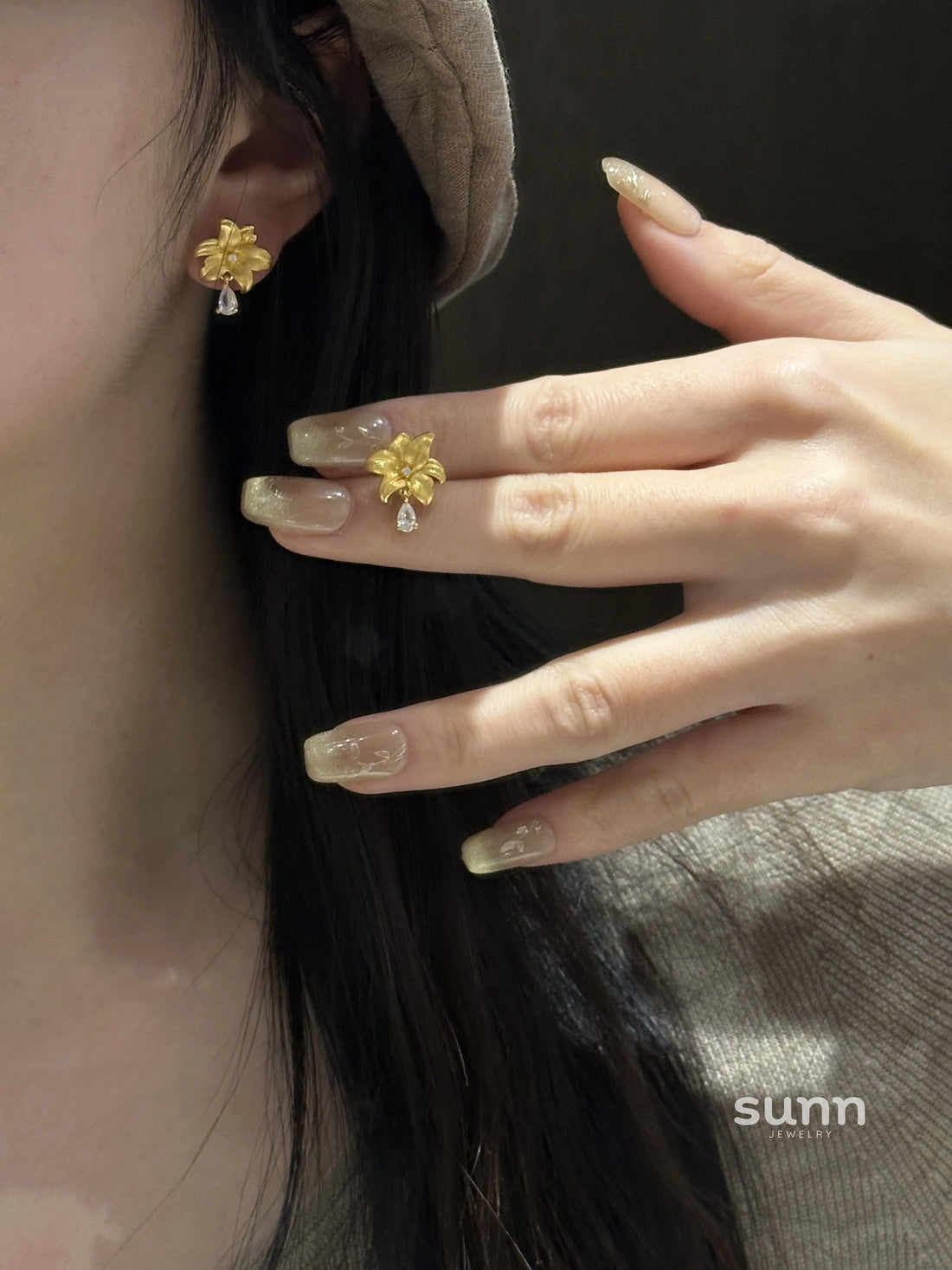 Emmalin Brushed Lily Drop Earrings