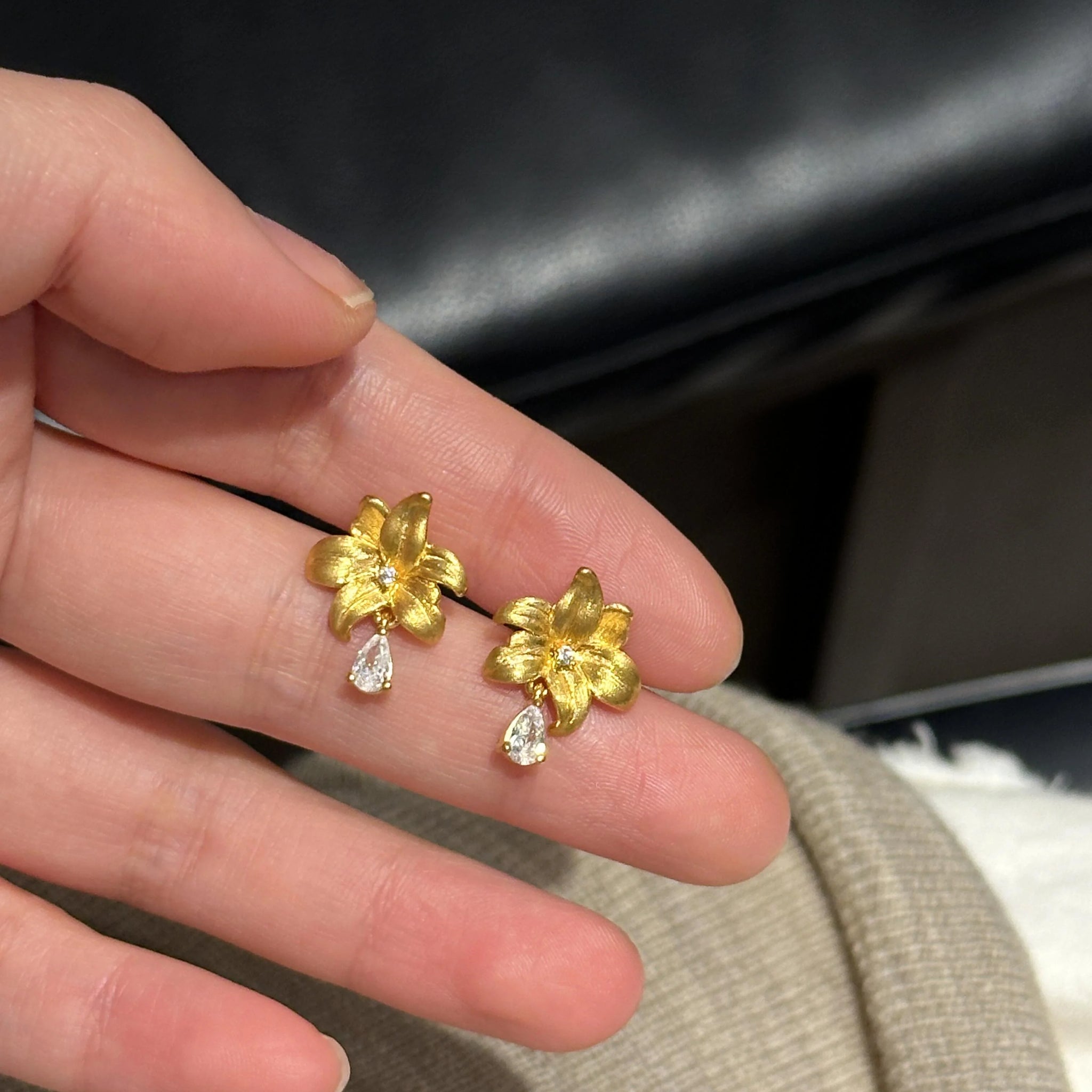 Emmalin Brushed Lily Drop Earrings