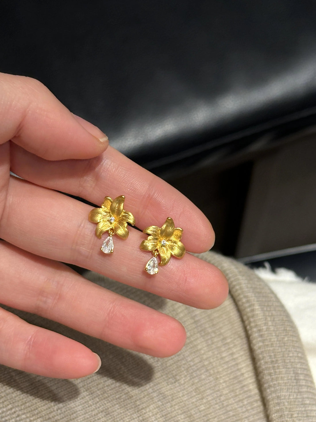 Emmalin Brushed Lily Drop Earrings