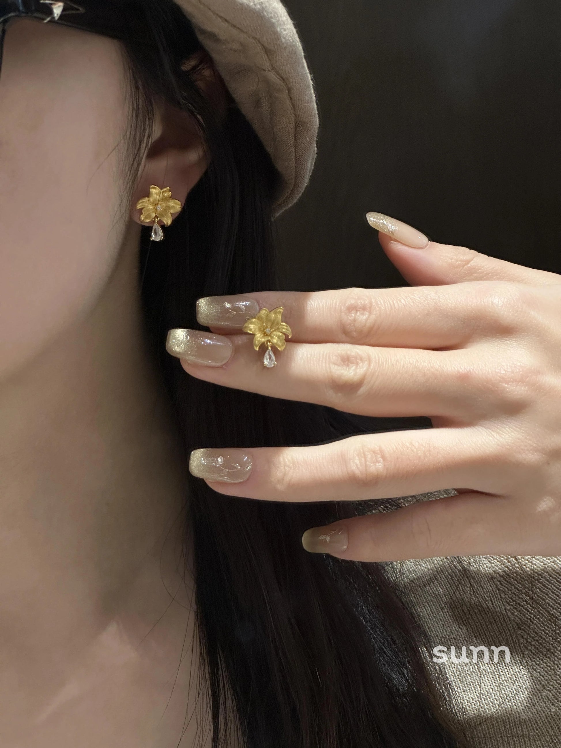 Emmalin Brushed Lily Drop Earrings