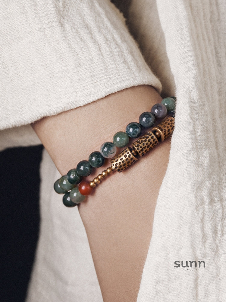 Emmalin Moss Agate Wrap Bracelet