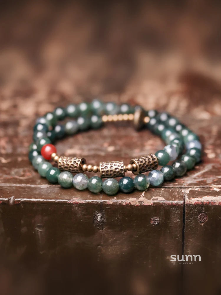Emmalin Moss Agate Wrap Bracelet