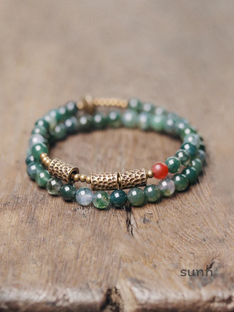 Emmalin Moss Agate Wrap Bracelet
