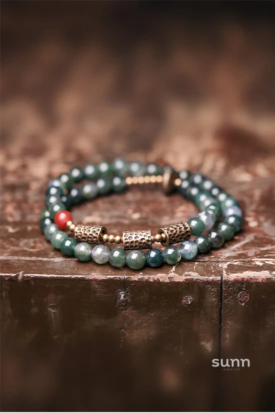 Emmalin Moss Agate Wrap Bracelet