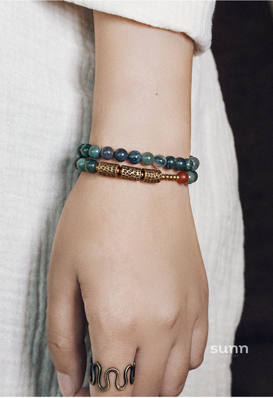 Emmalin Moss Agate Wrap Bracelet