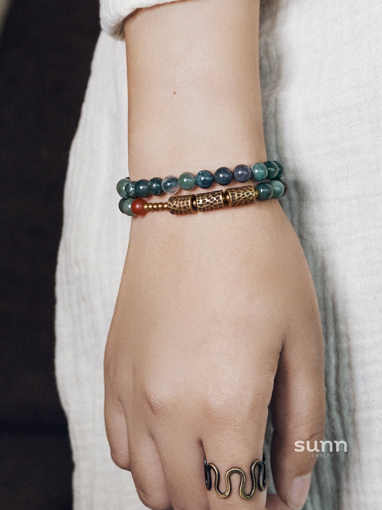 Emmalin Moss Agate Wrap Bracelet