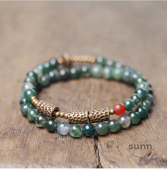 Emmalin Moss Agate Wrap Bracelet