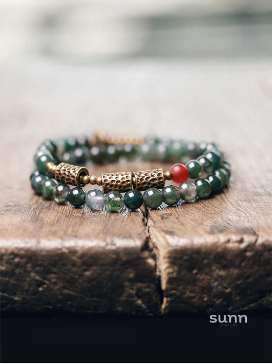 Emmalin Moss Agate Wrap Bracelet