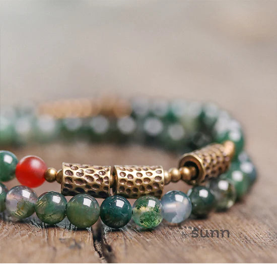 Emmalin Moss Agate Wrap Bracelet