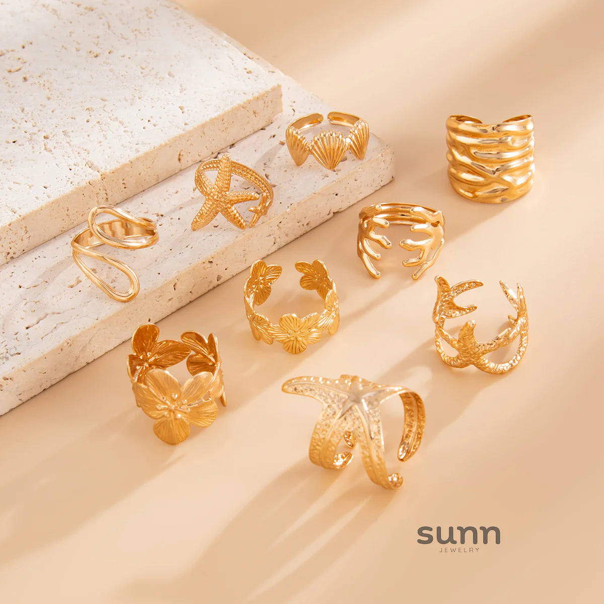 Emmi Starfish Floral Ring Set